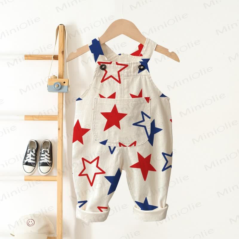 ベビー・幼児用ベージュ星柄オーバーオール - ベージュ - 3～5歳 - image 1
