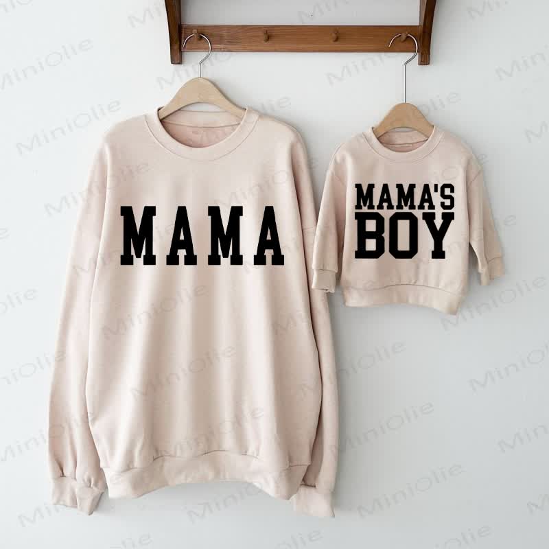 MAMA/MAMA'S BOYベージュ ファミリースローガン スウェットシャツ - ベージュ - 大人用スウェットシャツ：XL - image 1