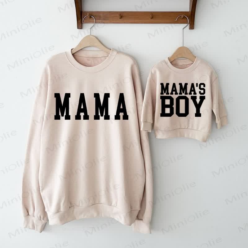 MAMA/MAMA'S BOYベージュ ファミリースローガン スウェットシャツ - ベージュ - 大人用スウェットシャツ：XL - image 1