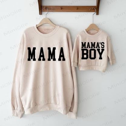 MAMA/MAMA'S BOYベージュ ファミリースローガン スウェットシャツ - ベージュ - 大人用スウェットシャツ：XL - image 1