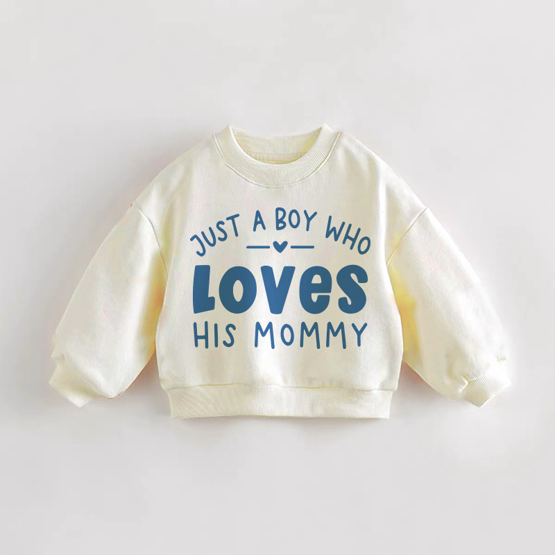 JUST A BOY WHO LOVES HIS MOMMY幼児用クリームスウェットシャツ - クリーム - 3～5歳 - image 1
