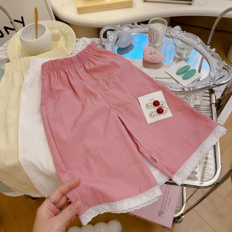 幼児用女の子レースカジュアルパンツ - ピンク - 12～13歳 - image 9