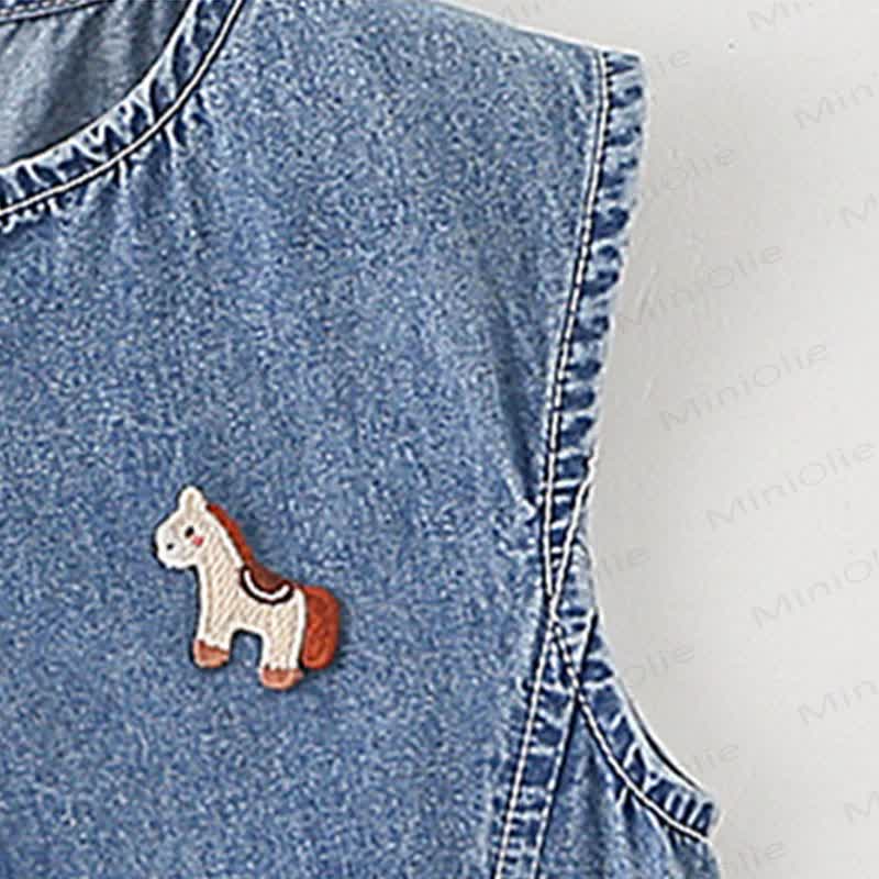 ベビーボーイズ用ブルー半袖デニムロンパースとストライプTシャツの2点セット - image 4