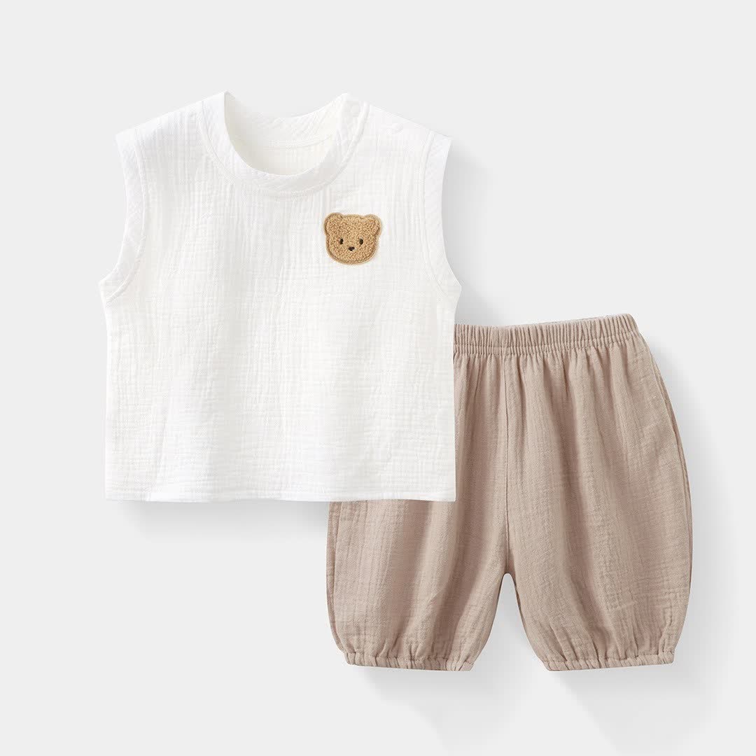 ベビー幼児用クマ柄ノースリーブセット - ベージュ - 4～5歳 - image 3