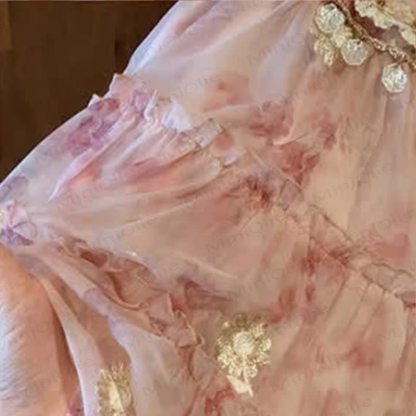 幼児用女の子用ピンクフラワービーズメッシュDress - image 6