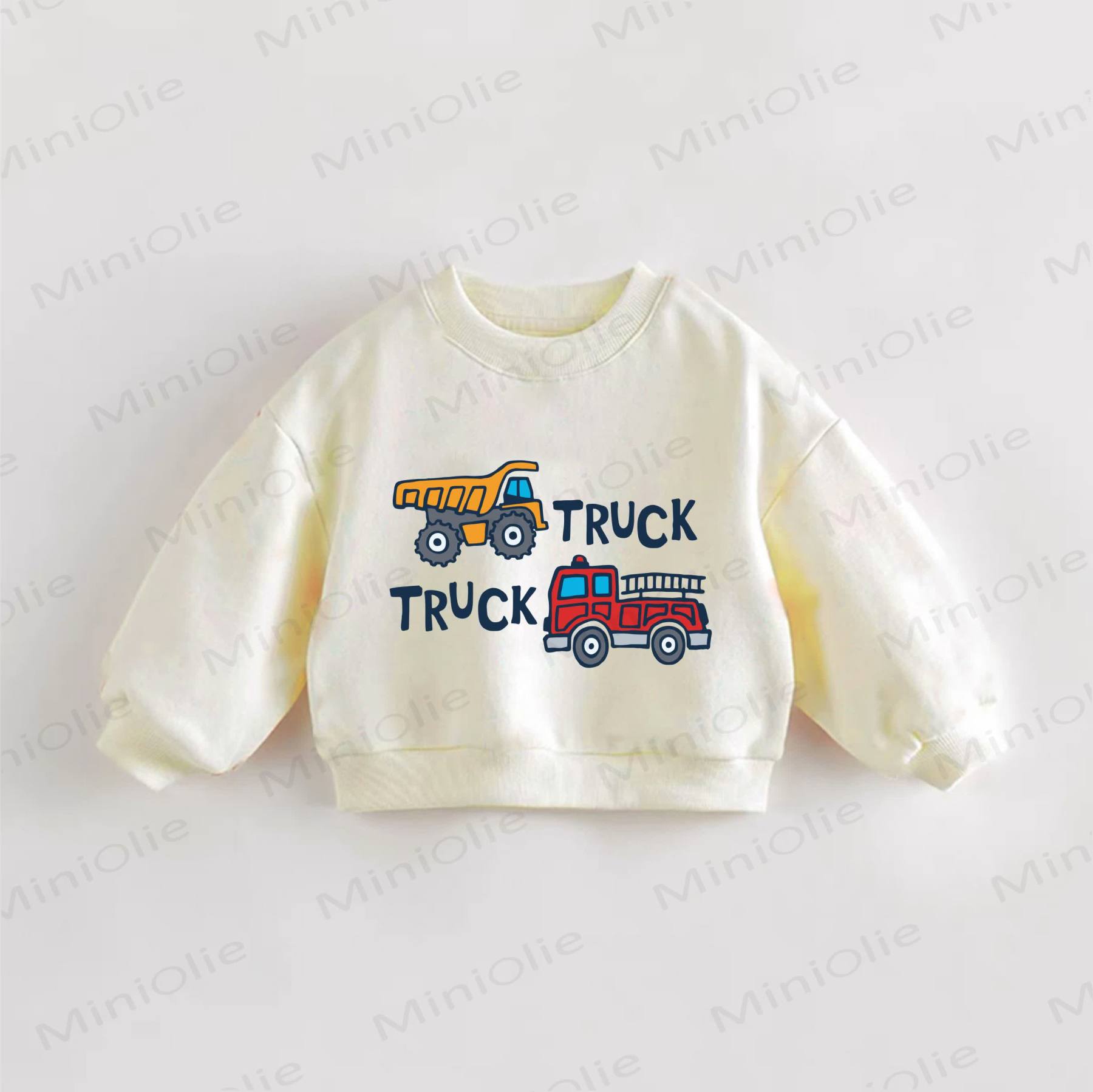 TRUCK TRUCK幼児用乗り物プリントスウェットシャツ - クリーム - 3～5歳 - image 1