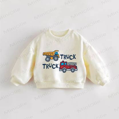 TRUCK TRUCK幼児用乗り物プリントスウェットシャツ - クリーム - 3～5歳 - image 1
