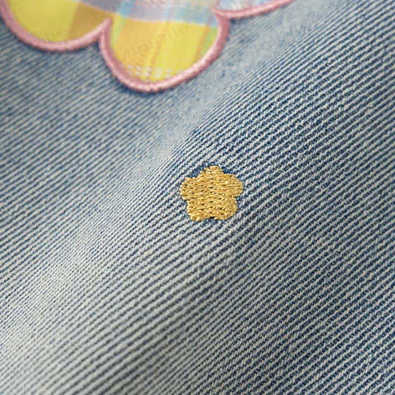 幼児用女の子用デニムチェック柄フラワーパンツ - image 6