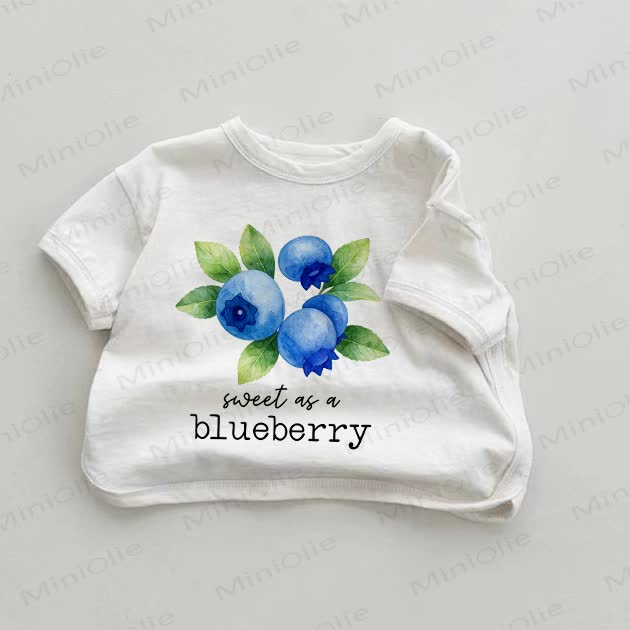 SWEET AS A BLUEBERRYに甘いベビーホワイトブルーベリープリントTシャツ - 白 - 18～24ヶ月 - image 1