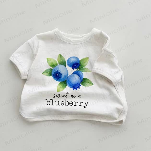 SWEET AS A BLUEBERRYに甘いベビーホワイトブルーベリープリントTシャツ - 白 - 18～24ヶ月 - image 1