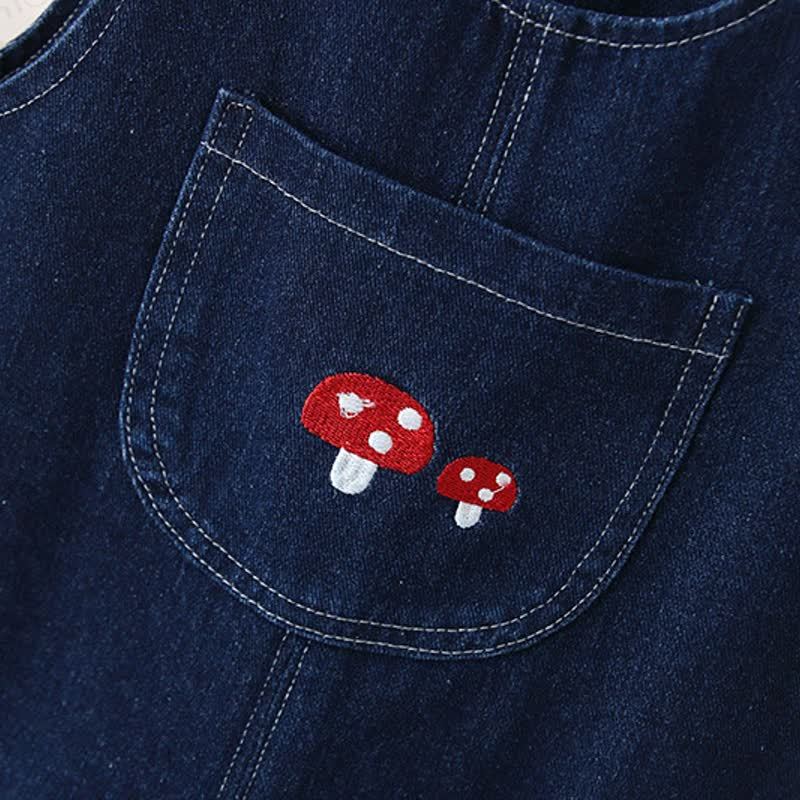 ベビー幼児用マッシュルームデニムフリース裏地オーバーオール - image 5