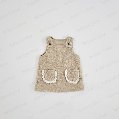 ベビー幼児女の子用無地レースノースリーブDress - カーキ - 5-6Y - image 4