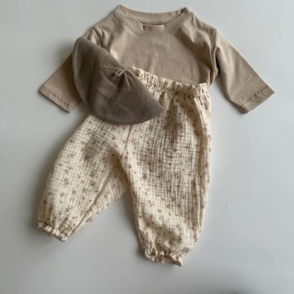 ベビーカジュアルリネンパンツ - 花柄 - 2～3歳 - image 9