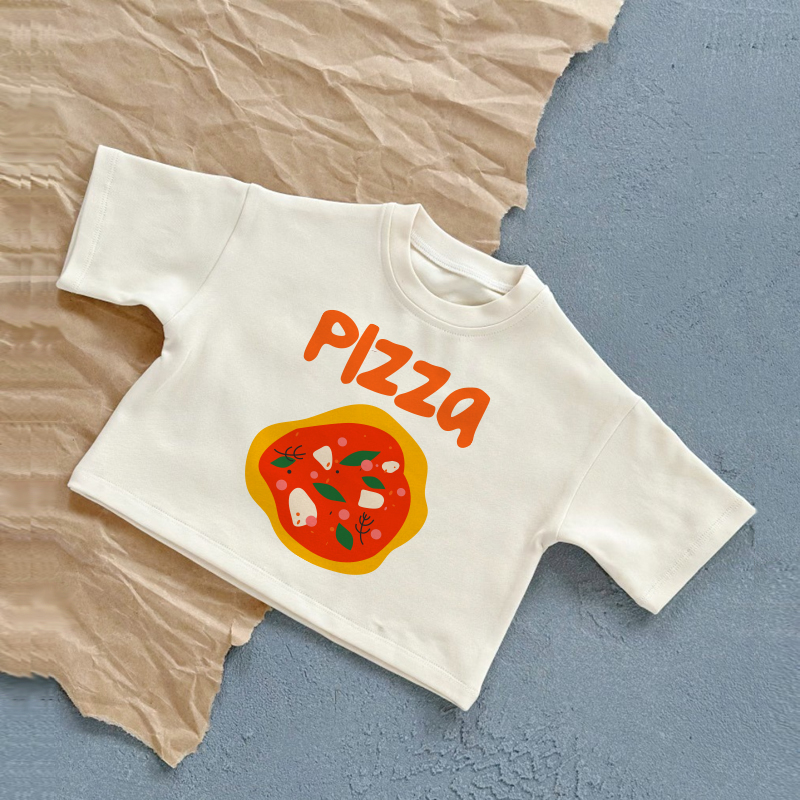 PIZZAベビー スローガン ホワイト サマー カジュアル Tシャツ - 白 - 2～3歳 - image 1