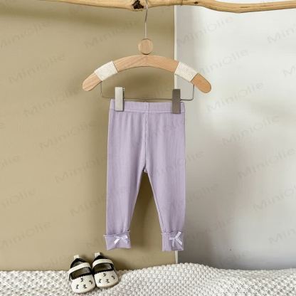 ベビーガールズ リボン無地レギンス - 紫 - 2-3Y - image 11