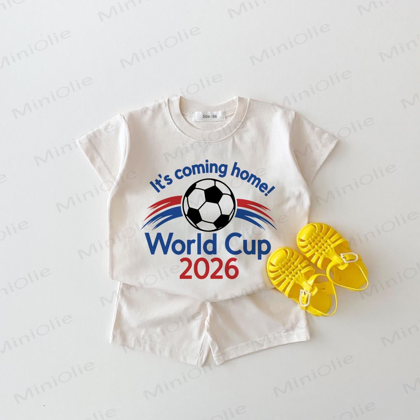 ワールドカップ2026IT'S COMING HOME!ベビー用サッカープリント ホワイト 2点セット - 白 - 18～24ヶ月 - image 1