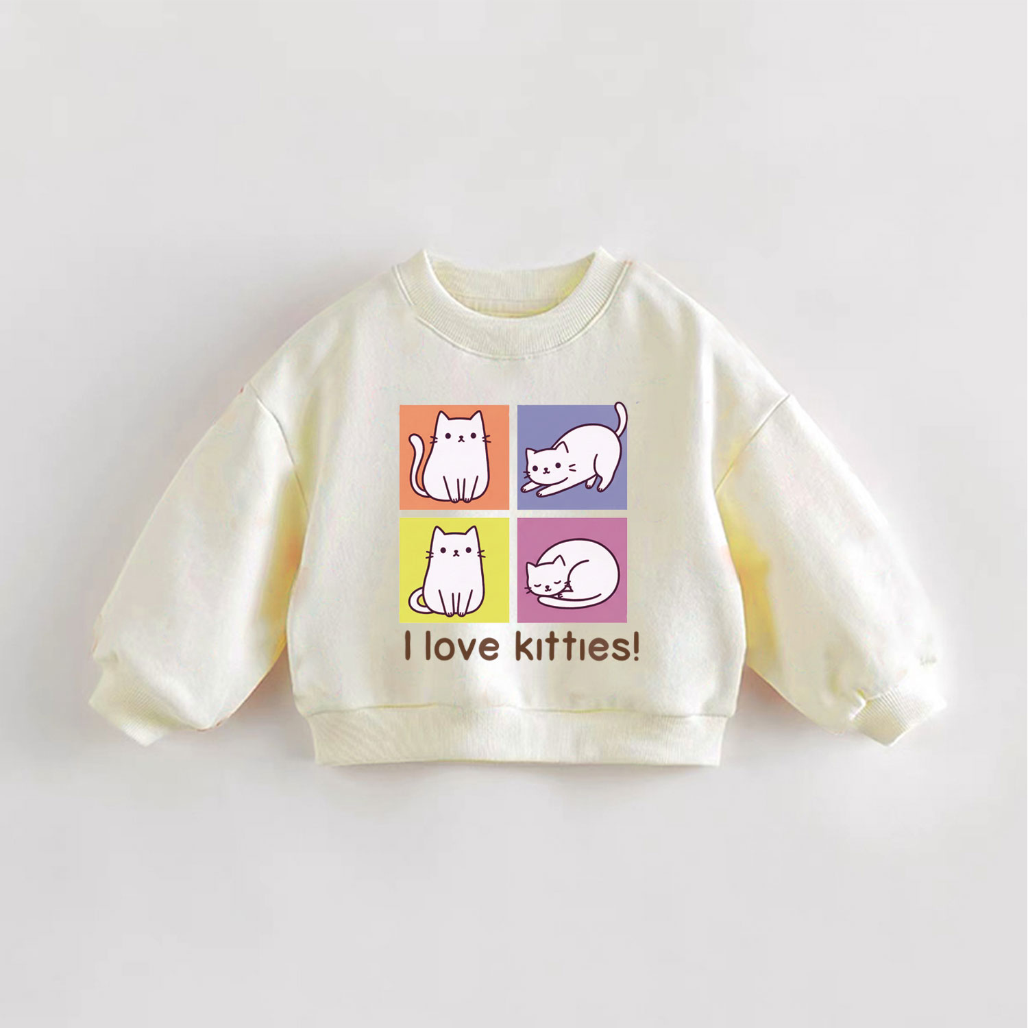 I LOVE KITTIES!ベビー・幼児用クリームスウェットシャツ - クリーム - 3～5歳 - image 1