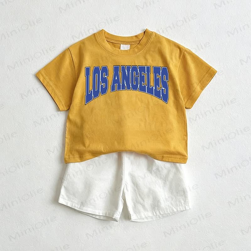 LOS ANGELESベビーTシャツ＆ショートパンツ 2点セット - 黄色と白 - 3～5歳 - image 1