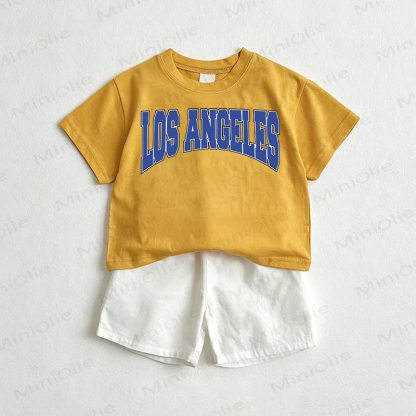 LOS ANGELESベビーTシャツ＆ショートパンツ 2点セット - 黄色と白 - 3～5歳 - image 1
