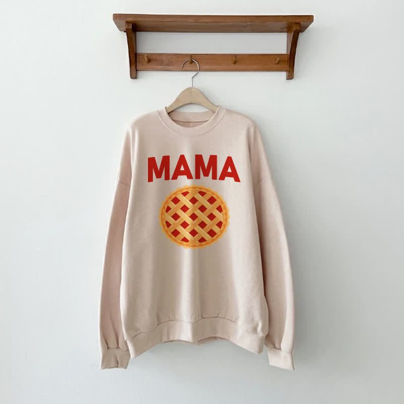 MAMA/MINIファミリーピザベージュスウェットシャツ - ベージュ - 大人用スウェットシャツ：XL - image 3