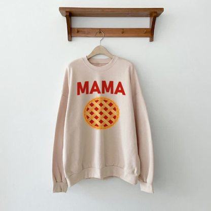 MAMA/MINIファミリーピザベージュスウェットシャツ - ベージュ - 大人用スウェットシャツ：XL - image 3
