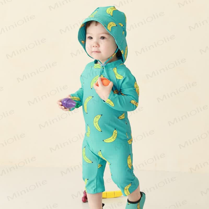 幼児用アップルバナナ水着（サンハット付き） - 緑 - 6～7歳 - image 4