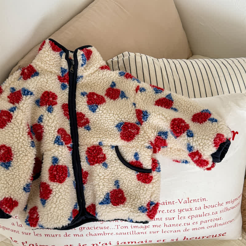 幼児用女の子用花柄スウィートフリースアウターウェア - ベージュ - 8歳 - image 2