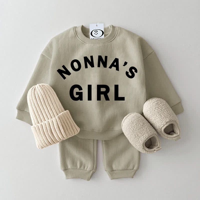 NONNA'S/NONNO'S BOY/GIRLベビー グレーグリーン スウェットシャツ 2点セット - グレーグリーン：NONNA'S GIRL - 2～3歳 - image 3