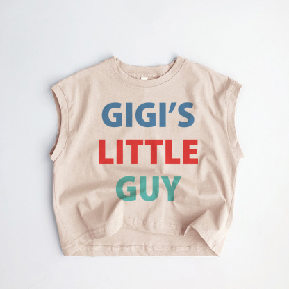 GIGI'S LITTLE GUY・幼児男の子用スローガン入りカーキタンクトップ - カーキ - 3～5歳 - image 1