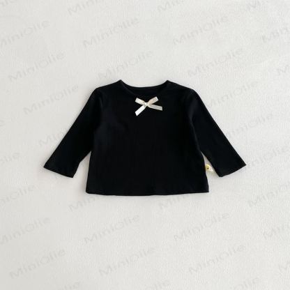 ベビーガールのリボン付きシンプルベースレイヤーTシャツ - 黒 - 2～3歳 - image 12
