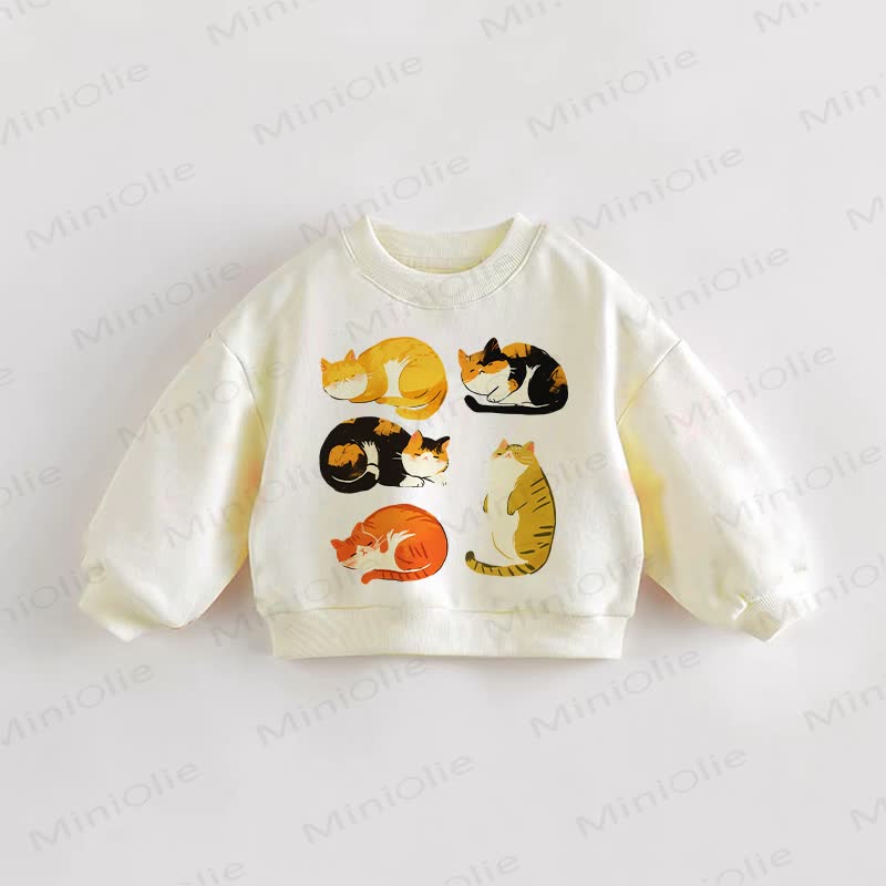ベビー・幼児用猫柄スウェットシャツ - クリーム - 3～5歳 - image 1