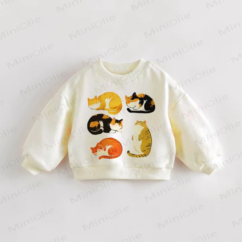 ベビー・幼児用猫柄スウェットシャツ - クリーム - 3～5歳 - image 1