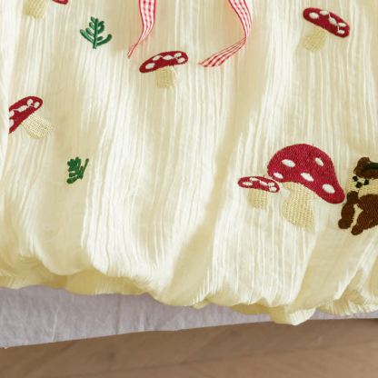 幼児用女の子向けキノコ刺繍入りノースリーブトップス＆ショートパンツ 2点セット - image 5