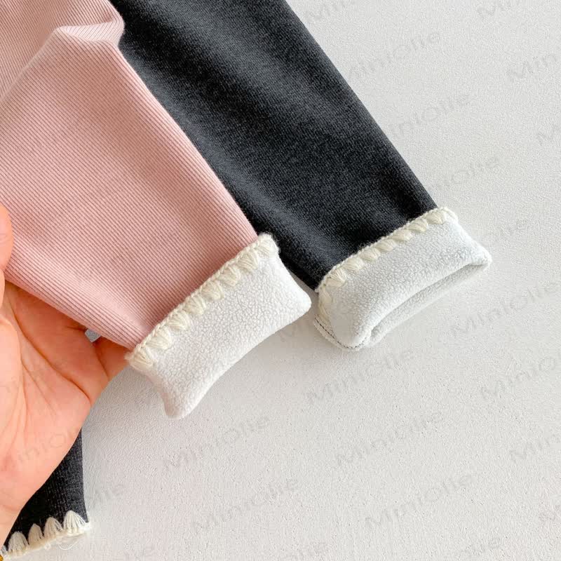 ベビー幼児女の子用ニットレースフリース裏地レギンス - image 16