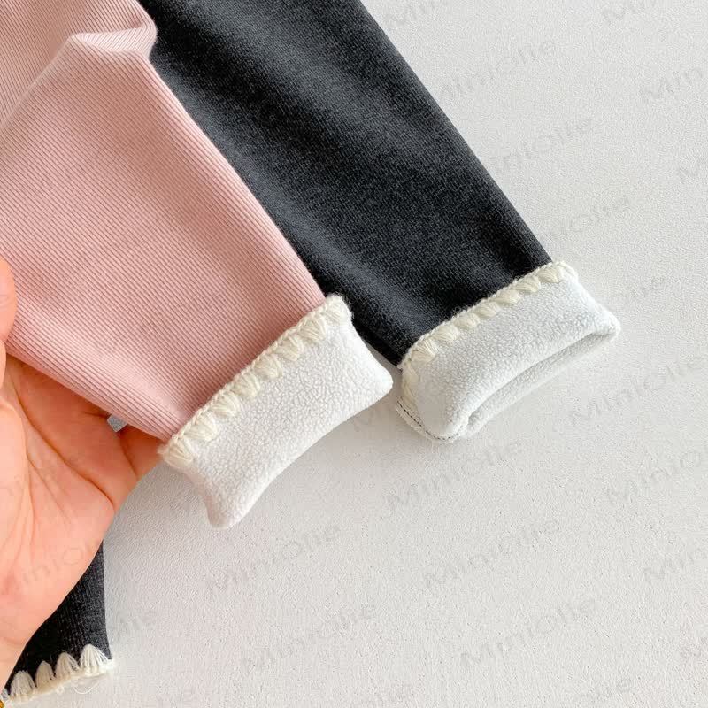 ベビー幼児女の子用ニットレースフリース裏地レギンス - image 16