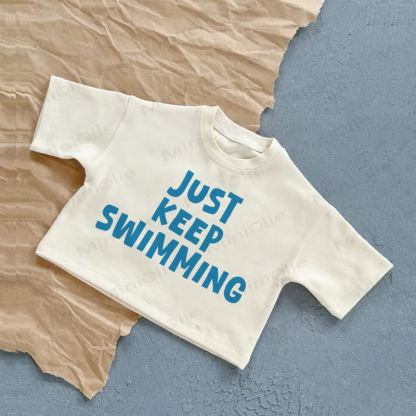 JUST KEEP SWIMMINGベビーTシャツ - 白 - 2～3歳 - image 1