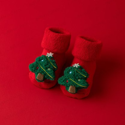 ベビー幼児用フリース裏地クリスマスソックス - 木 - 1～3歳 - image 6