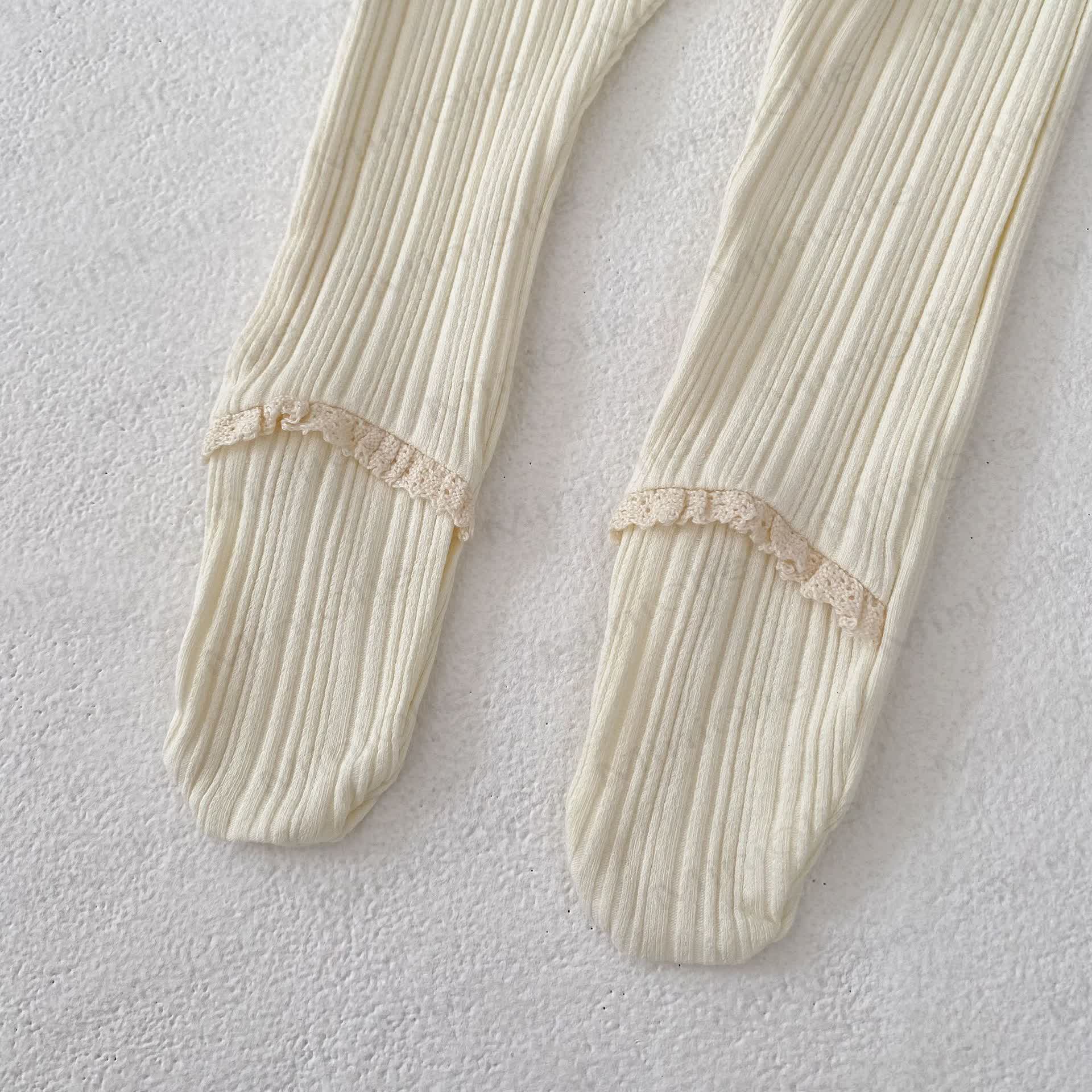 ベビー幼児女の子用無地レースリブレギンス - image 10