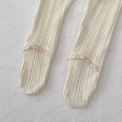 ベビー幼児女の子用無地レースリブレギンス - image 10