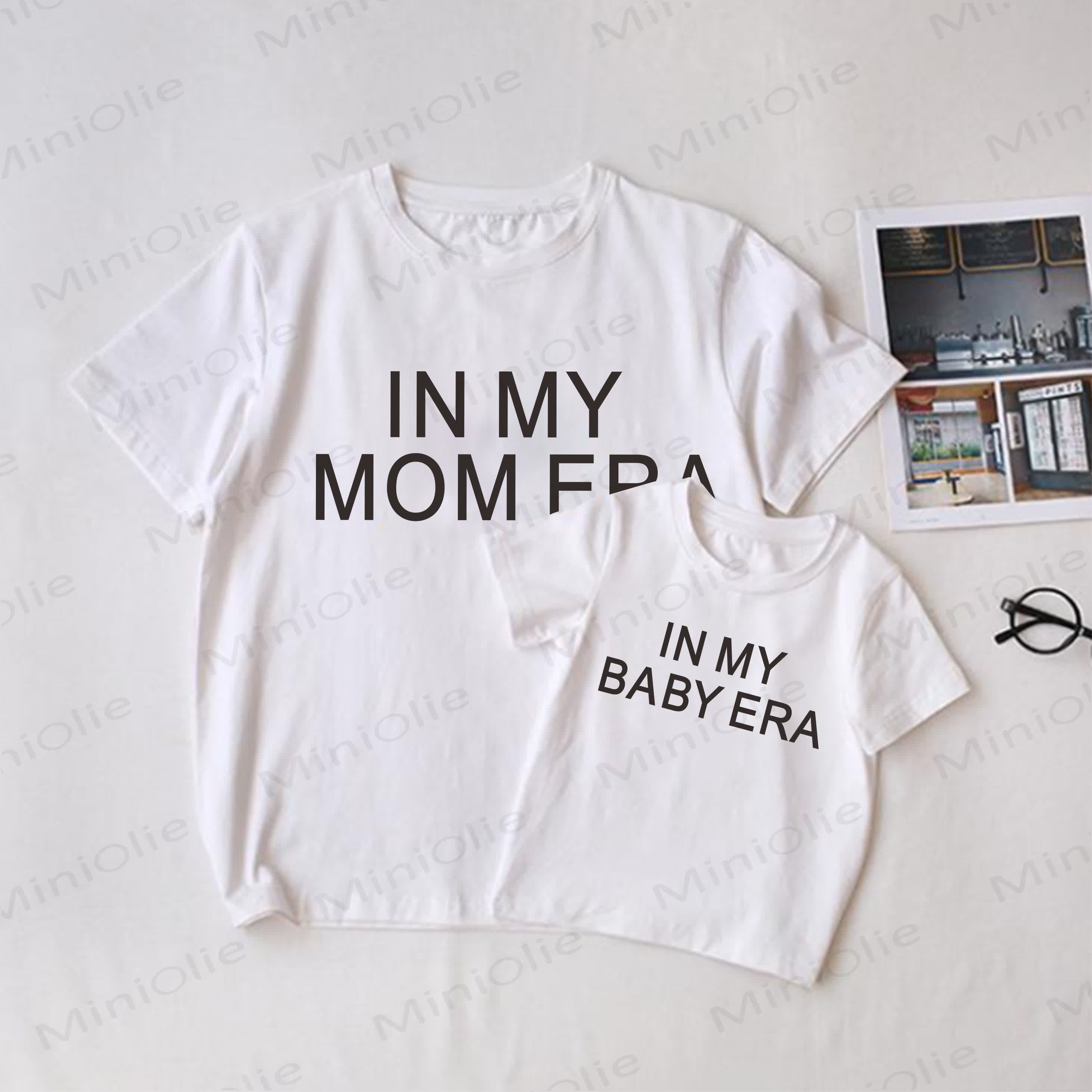 IN MY MOM/BABY ERA　白いファミリーお揃いTシャツ - 白 - 大人用Tシャツ: XL - image 1