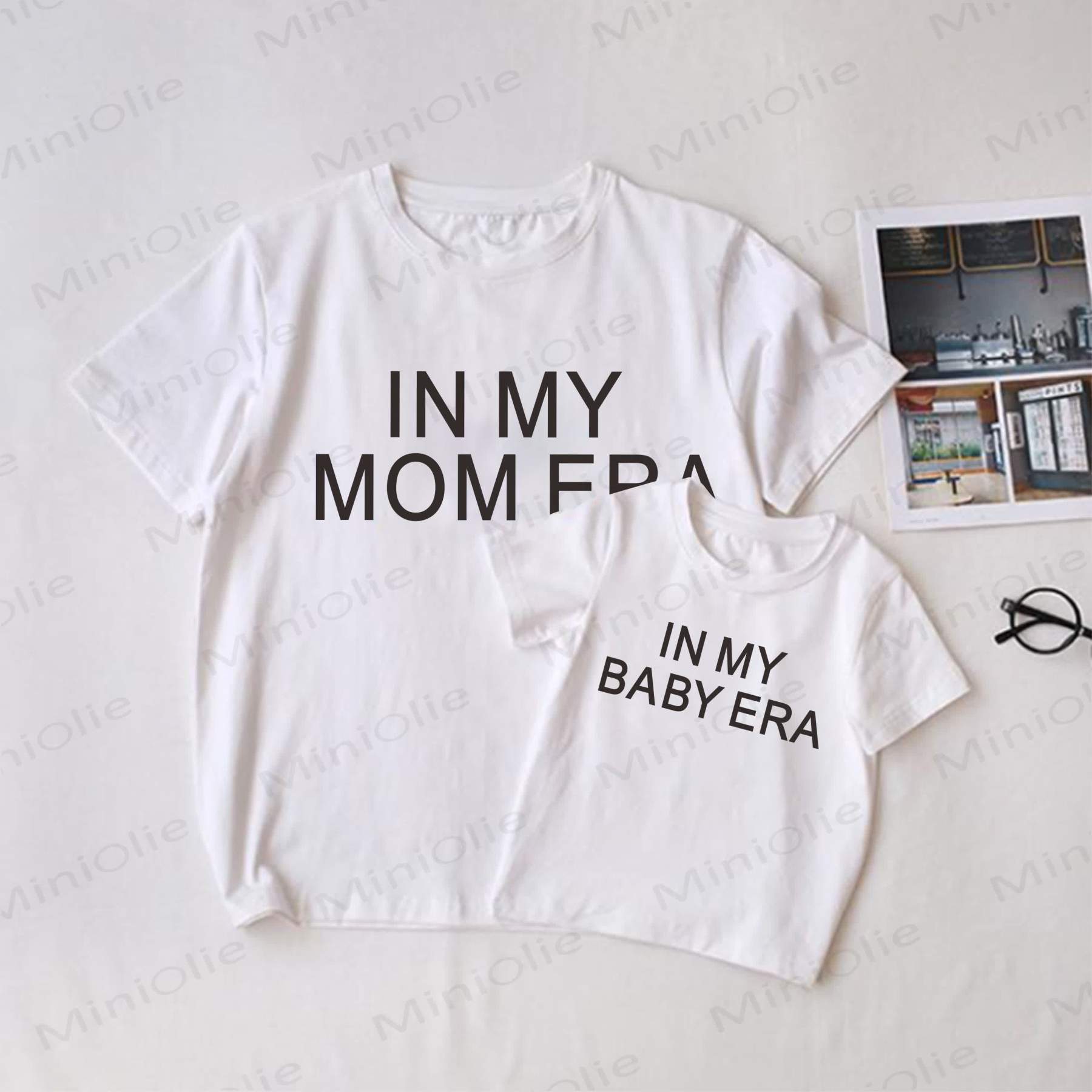 IN MY MOM/BABY ERA　白いファミリーお揃いTシャツ - 白 - 大人用Tシャツ: XL - image 1