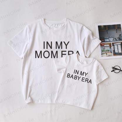 IN MY MOM/BABY ERA　白いファミリーお揃いTシャツ - 白 - 大人用Tシャツ: XL - image 1