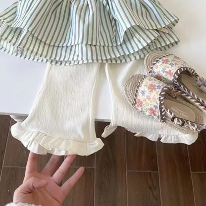 ベビーストライプタンクトップ/ベルボトムパンツ - ベージュパンツ - 5～7歳 - image 4