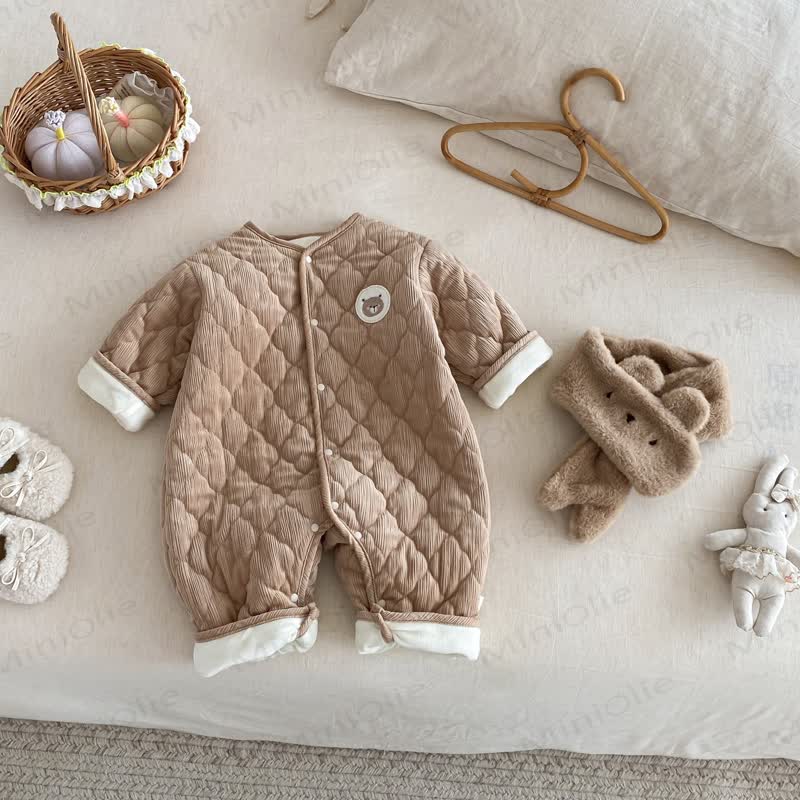 ベビースカーフ かわいい漫画キルティングロンパース - 茶色 - 18～24ヶ月 - image 11