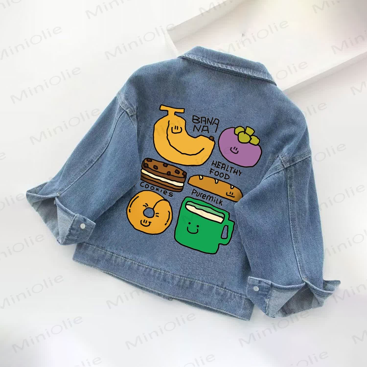 BANANAヘルシーフードクッキーピュアミルク幼児用デニムジャケット - 青 - 10-11歳 - image 1