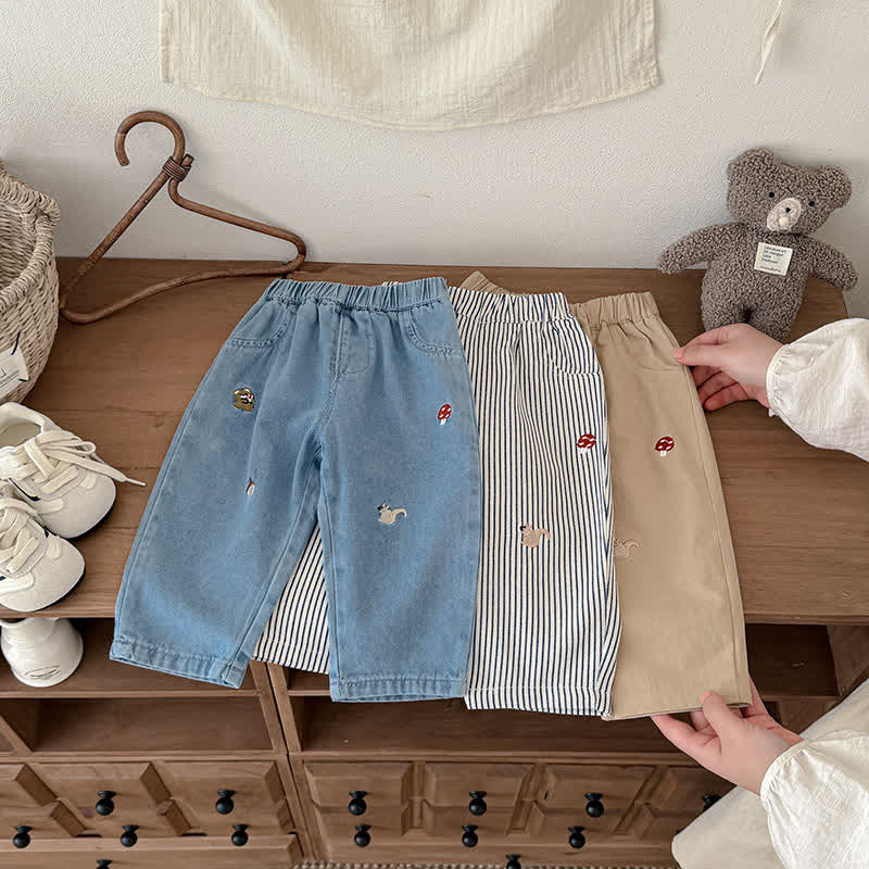 ベビー 幼児 男の子 リス マッシュルーム デニムパンツ - image 2