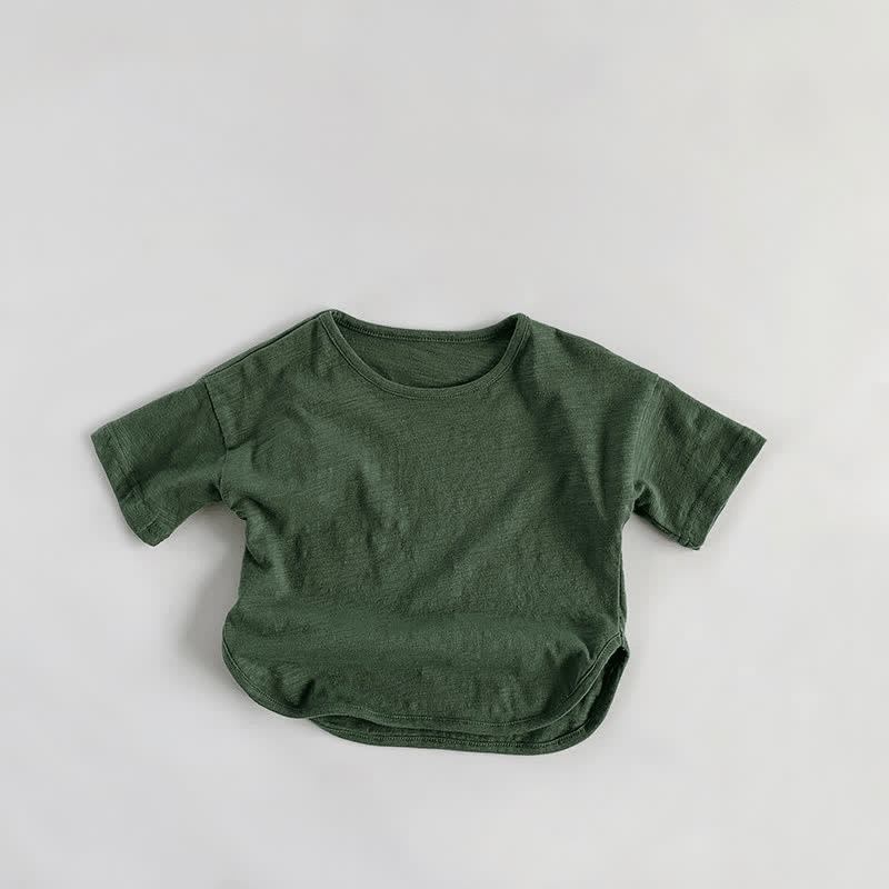 幼児男の子用レトロ無地Tシャツ - ダークグリーン - 7～9歳 - image 6