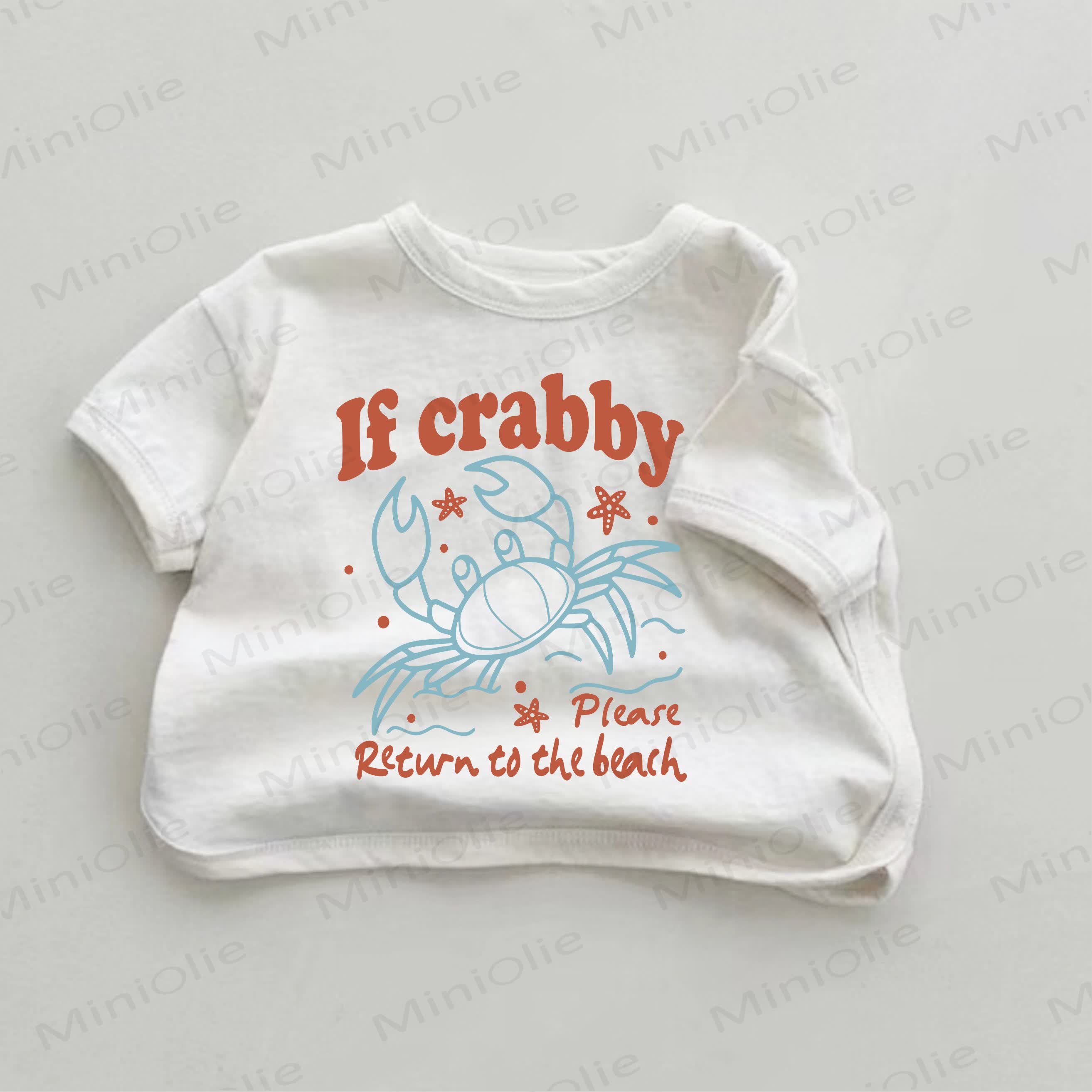 IF CRABBY PLEASE RETURN TO THE BEACH　ベビーホワイトクラブプリントTシャツ - 白 - 18～24ヶ月 - image 1