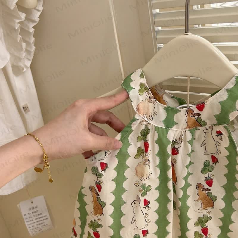 幼児用女の子ストライプ柄うさぎストラップDress（バッグ付き） - image 4