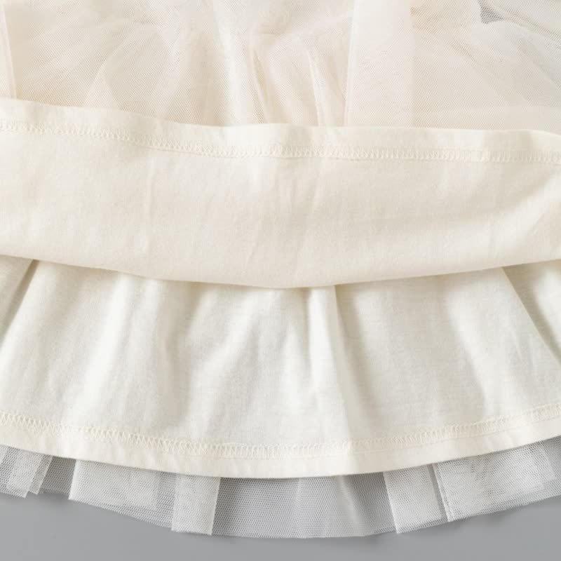 ベビーベージュのレースフリルチュール長袖Dress - image 6